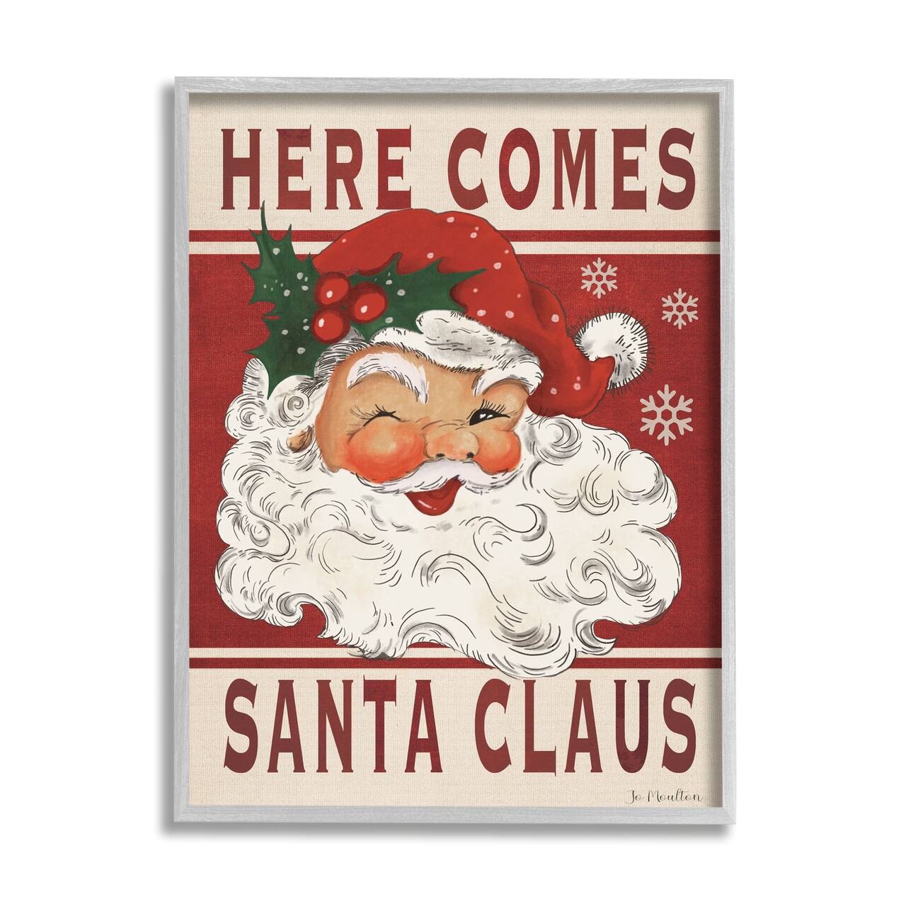 Stupell Industries Here Comes Santa Claus Smiling Vintage Framed Giclee Art